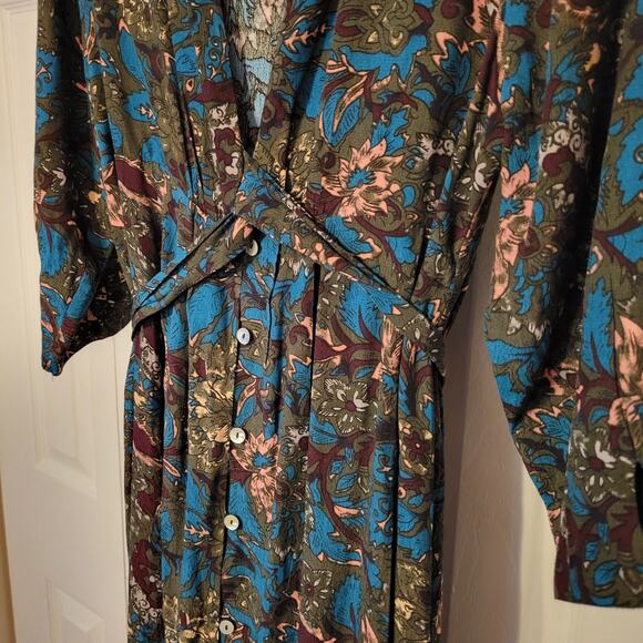Knot Sisters, M | Floral Boho Maxi T-Shirt Kimono Dress - Picture 4 of 7